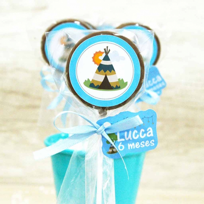 Pirulito de Chocolate Chá de Bebê à Venda Santa Cruz - Pirulito de Chocolate Personalizado