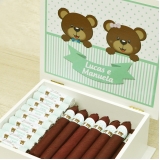 charutos de chocolate chá de bebê Jardim Bonfiglioli